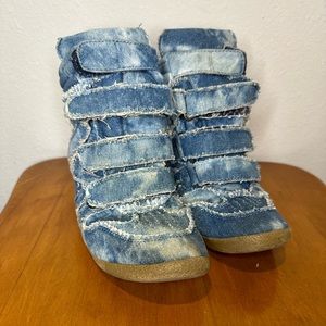 Steve Madden ~ Tie Dye Denim High Top Wedge Sneakers